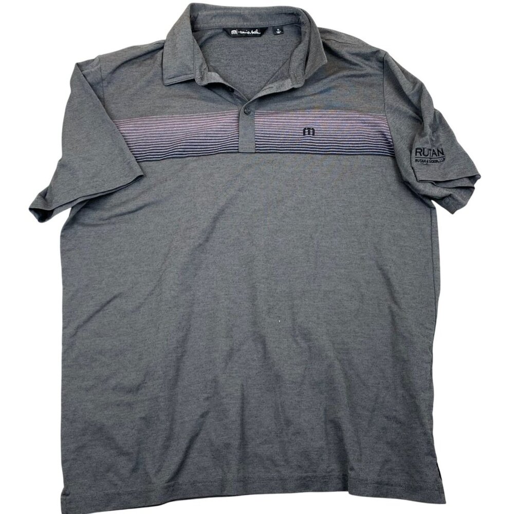 Travis Mathew Mens Polo Shirt Size XL Gray Cotton Blend Short Sleeve Casual